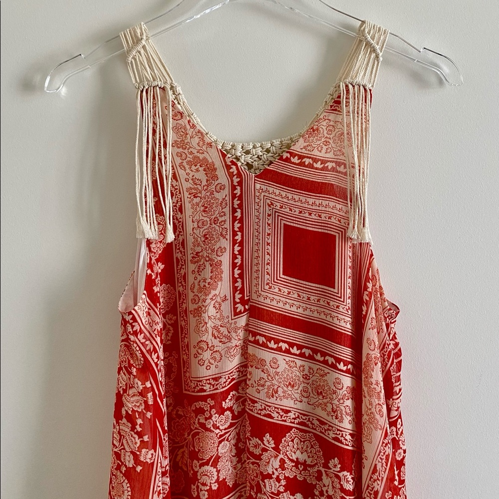 *NWOT* Zara BoHo Floral Print Crochet Detail Midi Dress - Picture 9 of 15